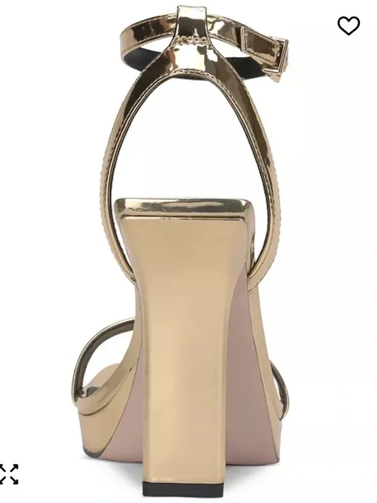 Jessica Simpson ADONIA Metallic Gold Ankle-Strap Platform Heels - Picture 4 of 10